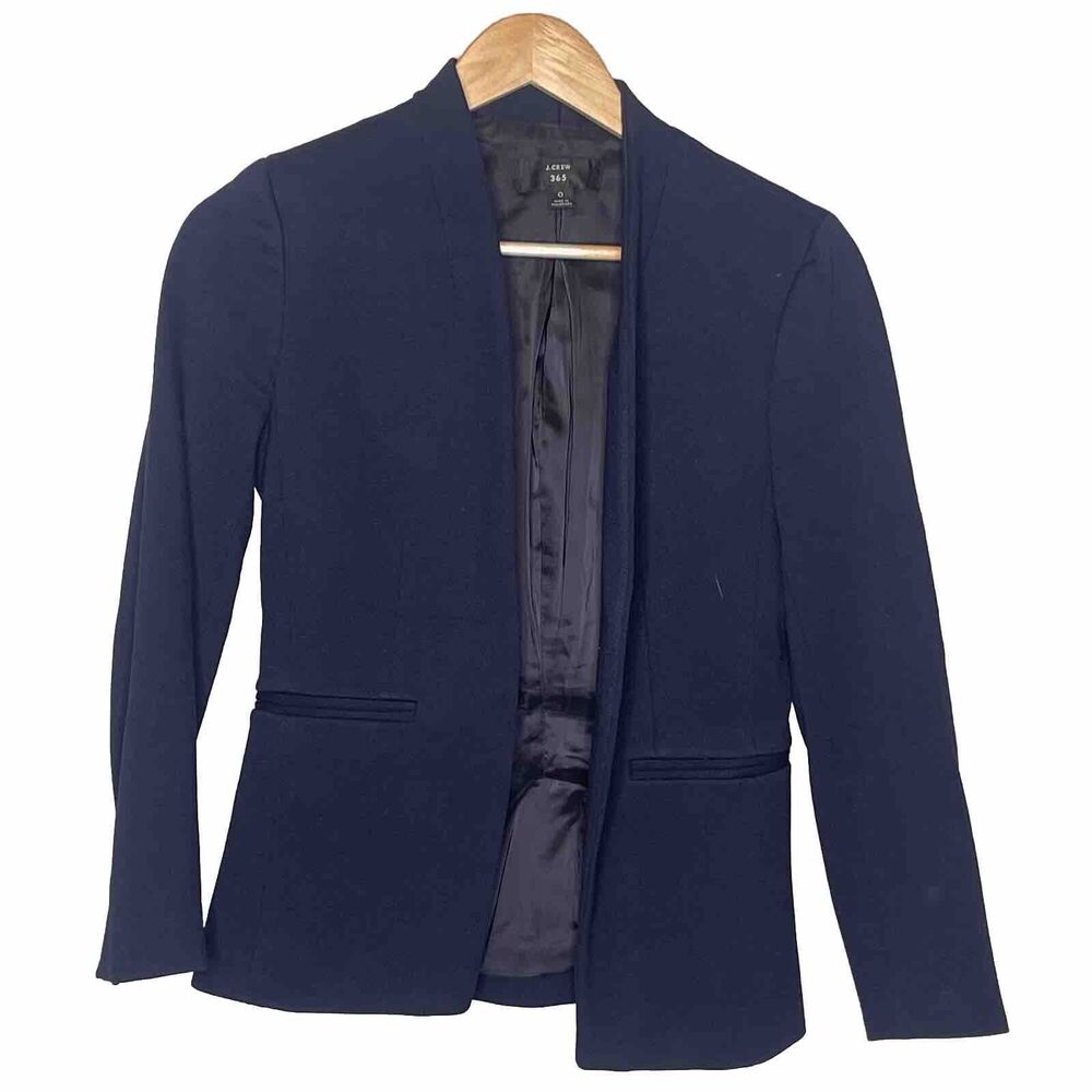 J. Crew Women's Blue Going-Out Blazer‎ In Stretch Twill Jacket Size 0